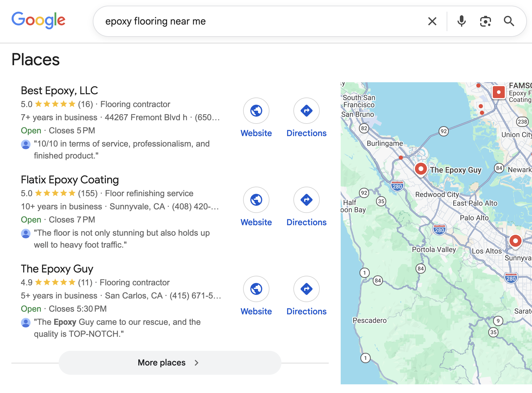 Personal training business dominating local search results